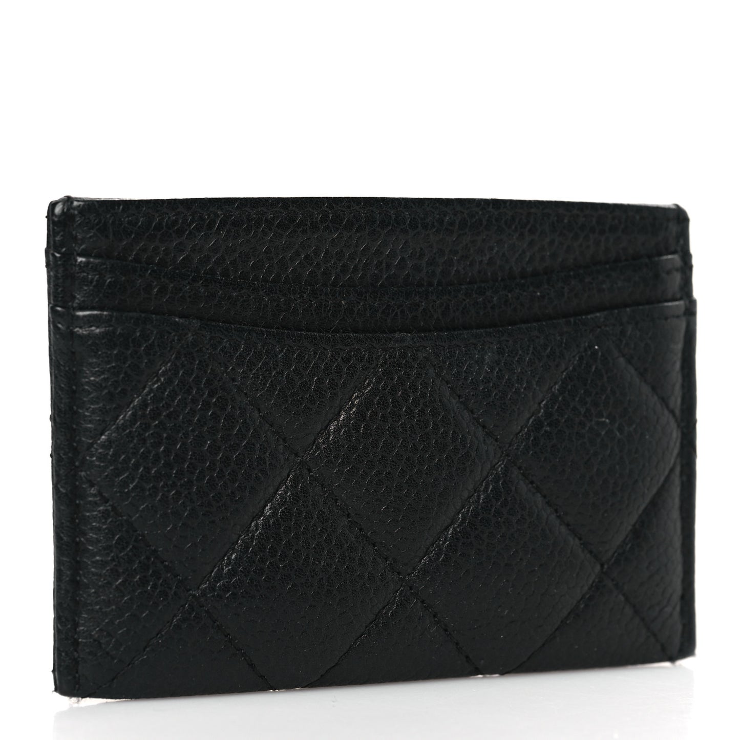 Caviar Quilted Card Holder Black