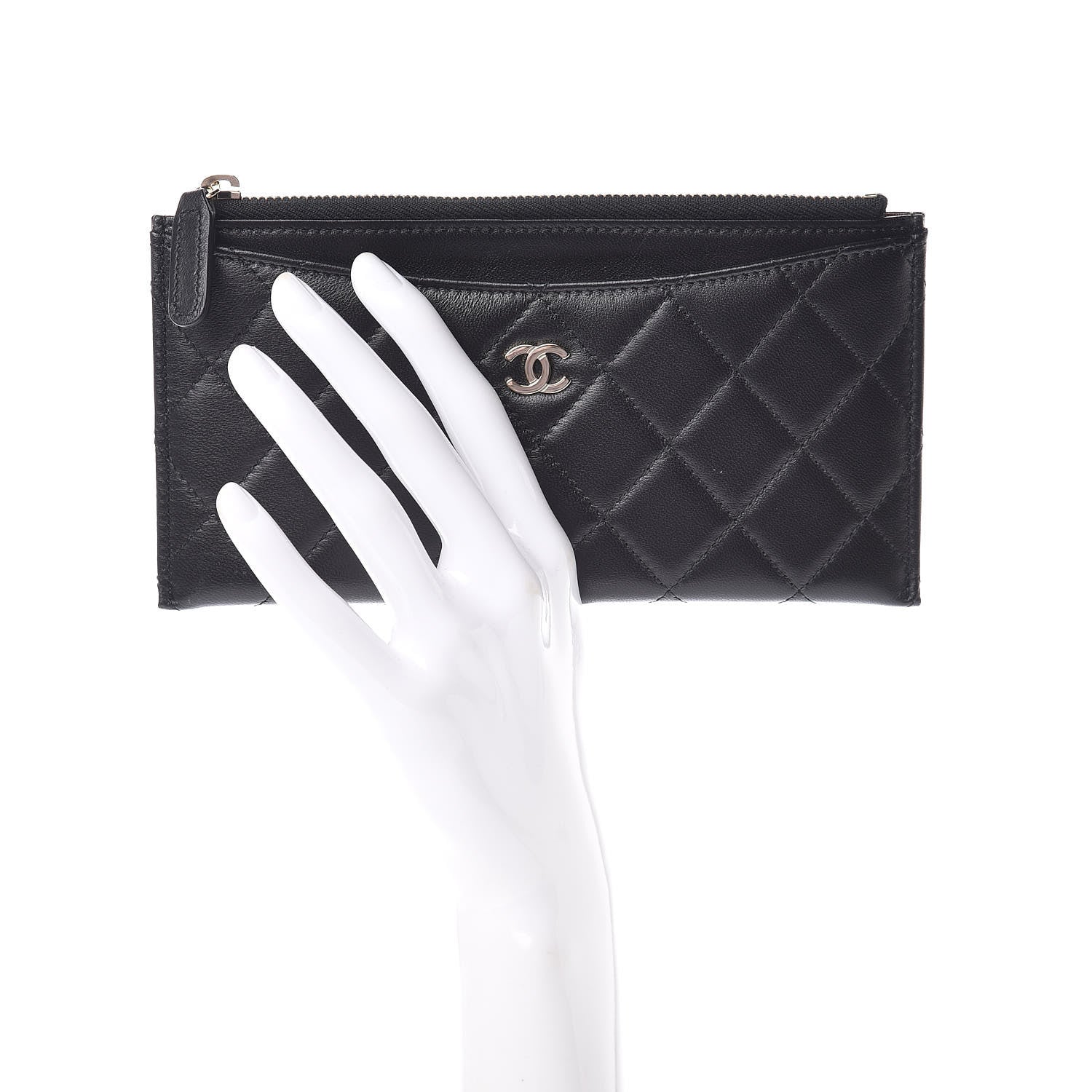 Chanel Lambskin Quilted Classic Zip Pouch Black 2 of 7