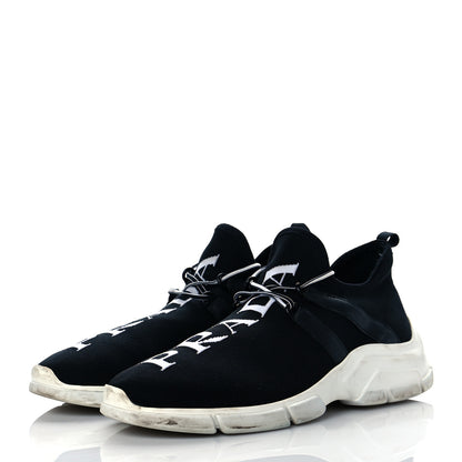 Prada Knit Fabric Logo Sneakers 39.5 Black White 3 of 8