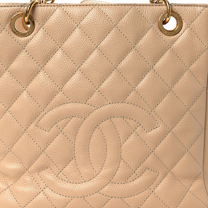Chanel Caviar Quilted Petit Shopping Tote PST Beige Clair 8 of 15