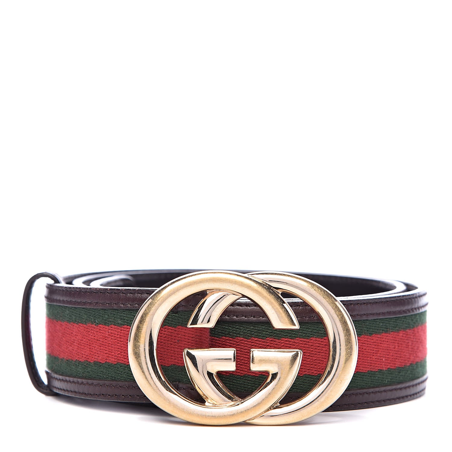 Gucci Calfskin Web Interlocking G Belt 90 36 Dark Brown 1 of 6