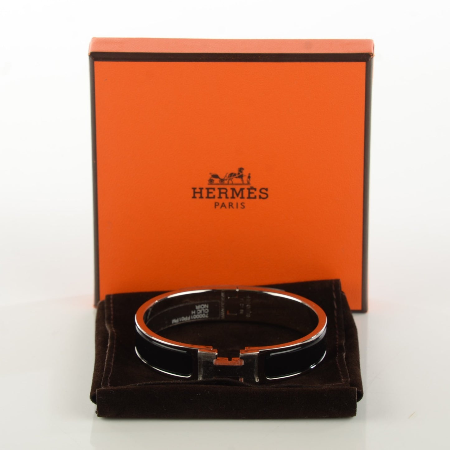 Enamel Narrow Clic Clac H Bracelet PM Black