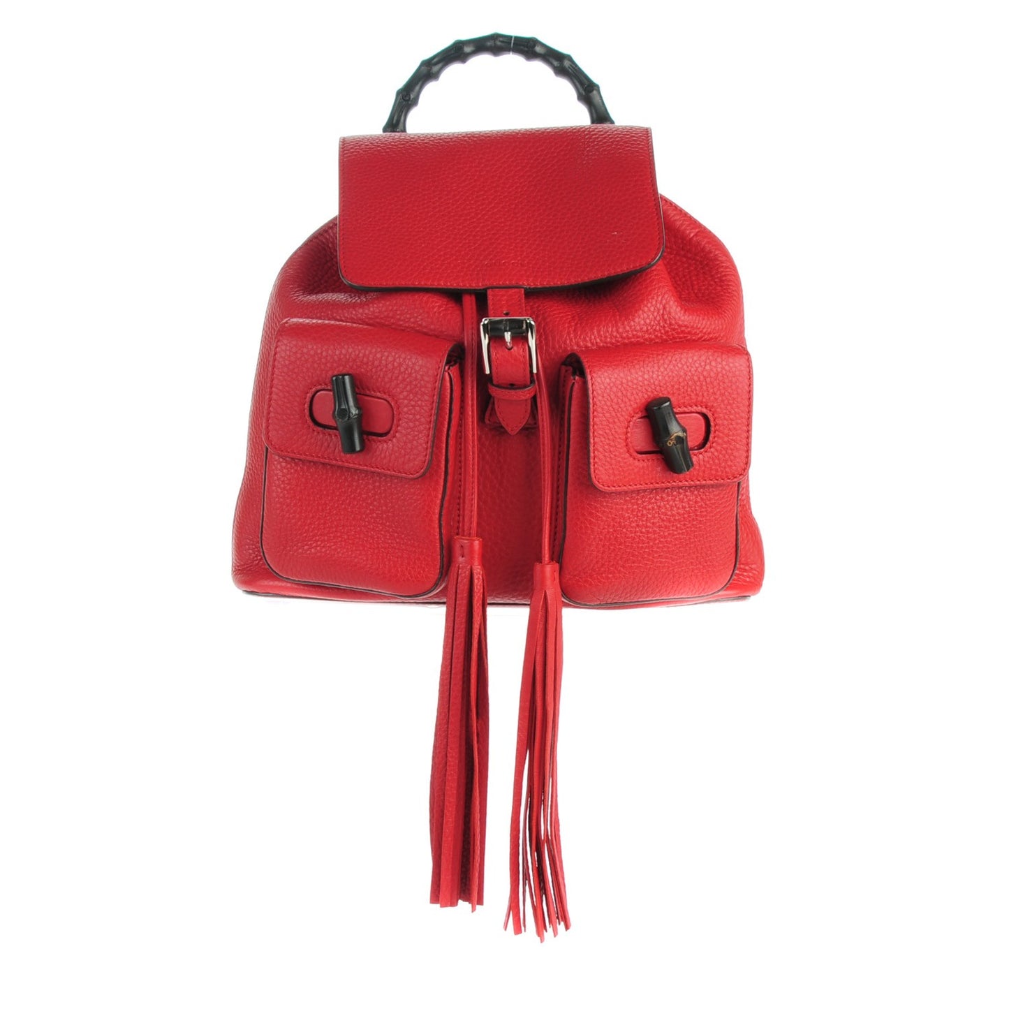 Cellarius Calfskin Medium Bamboo Backpack Hibiscus Red