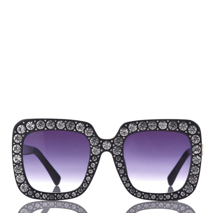Gucci Acetate Crystal Oversize Sunglasses GG0148S Black 2 of 8