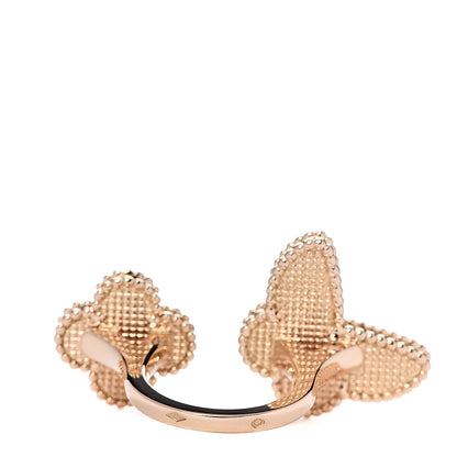 Van Cleef & Arpels 18K Yellow Gold Mother of Pearl Tiger Eye Lucky Alhambra Between the Finger Ring 51 5.75 3 of 6