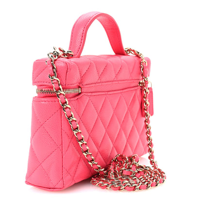 Chanel Caviar Quilted Top Handle Slim Vanity With Chain Fuchsia 2 of 10