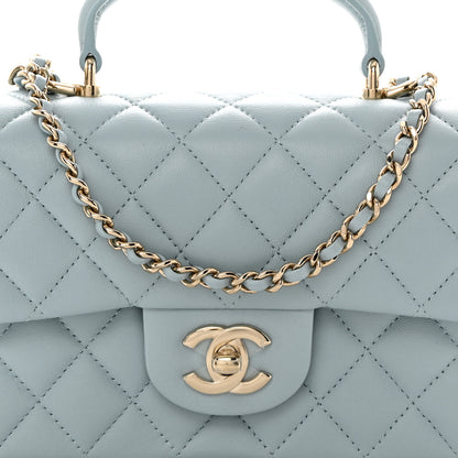 Chanel Lambskin Quilted Mini Top Handle Rectangular Flap Light Blue 8 of 11