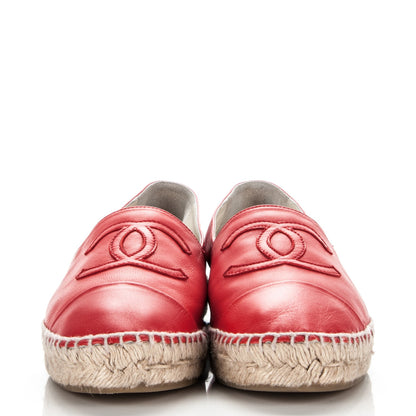 Chanel Lambskin CC Espadrilles 39 Red 2 of 8