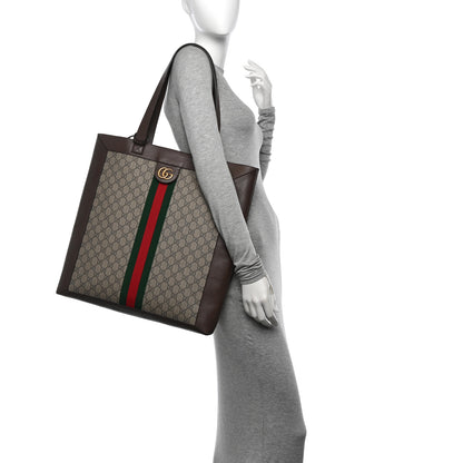 Gucci GG Supreme Monogram Web Large Ophidia Vertical Shopping Tote Brown 2 of 13