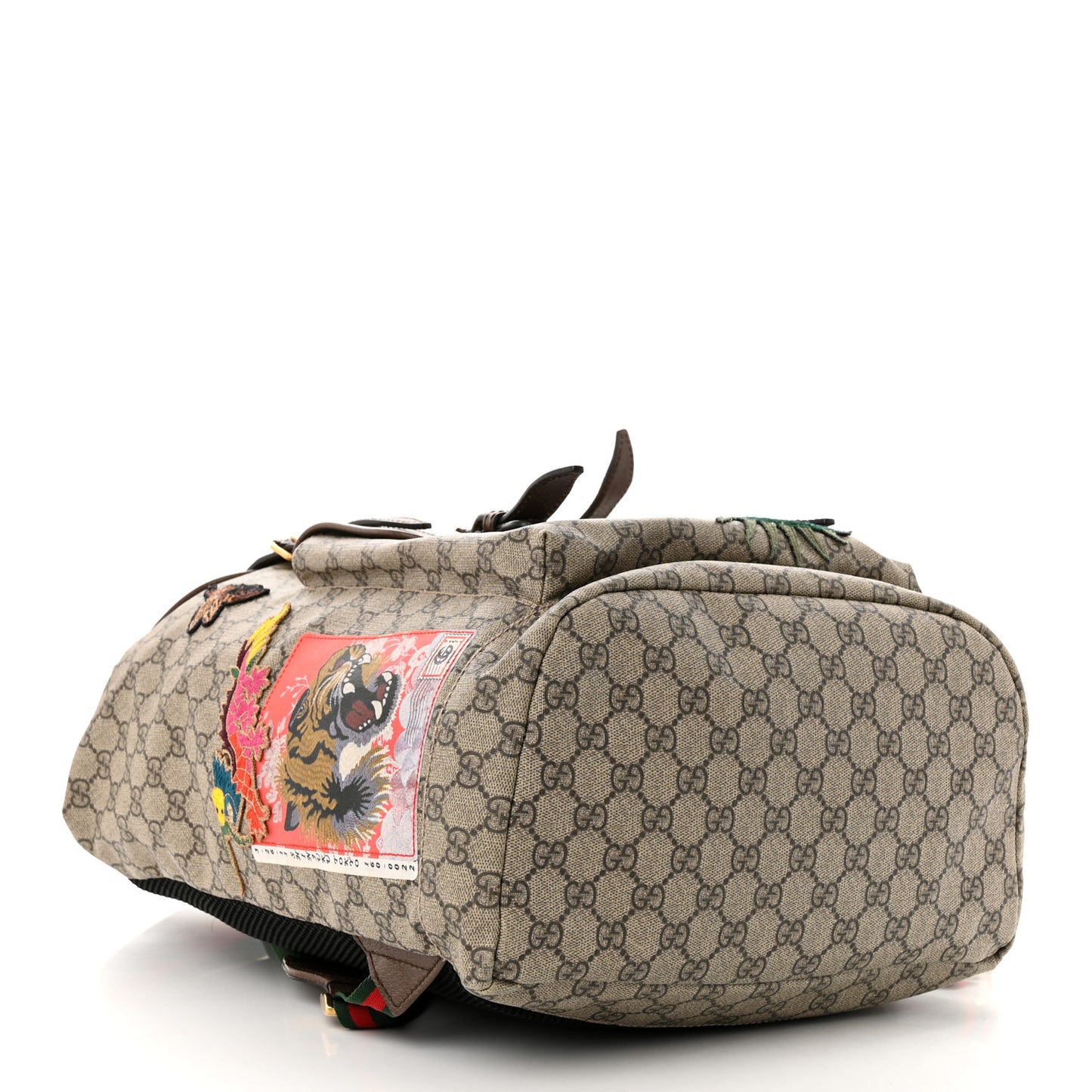 Soft GG Supreme Monogram Courrier Web Double Buckle Backpack Beige New Acero