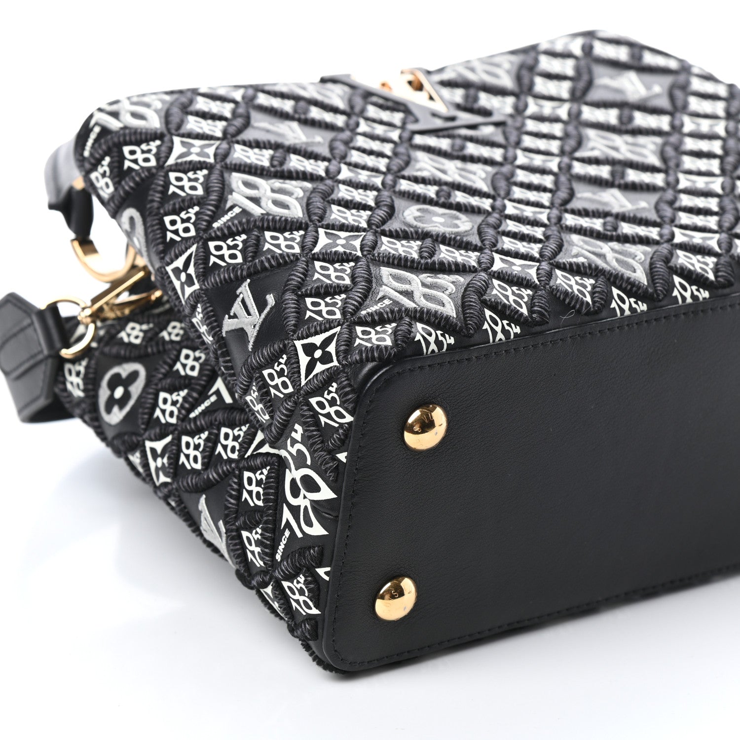 Louis Vuitton Calfskin Since 1854 Embroidered Capucines PM Black 8 of 9