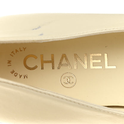 Chanel Lambskin Cap Toe CC Uniform Ballerina Flats 38 Beige Black 8 of 9