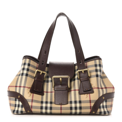 Burberry Haymarket Check Buckle Satchel Chocolate 1 of 13