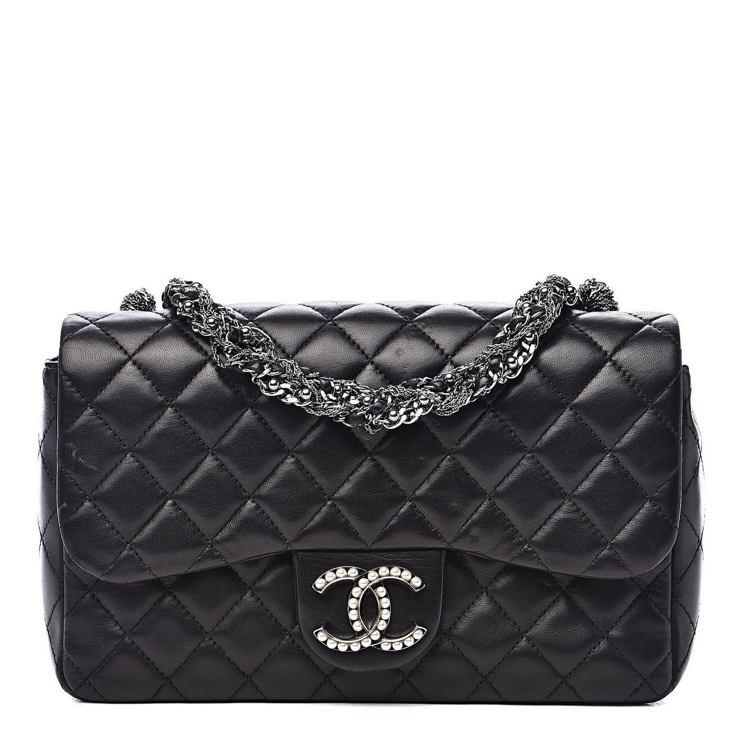 Lambskin Quilted Medium Westminster Pearl Flap Black