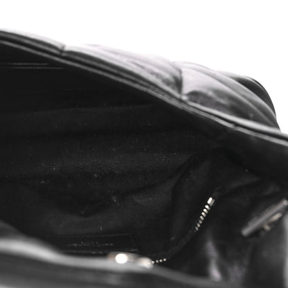 Saint Laurent Lambskin Quilted Toy Loulou Puffer Monogram Chain Satchel Black 5 of 10