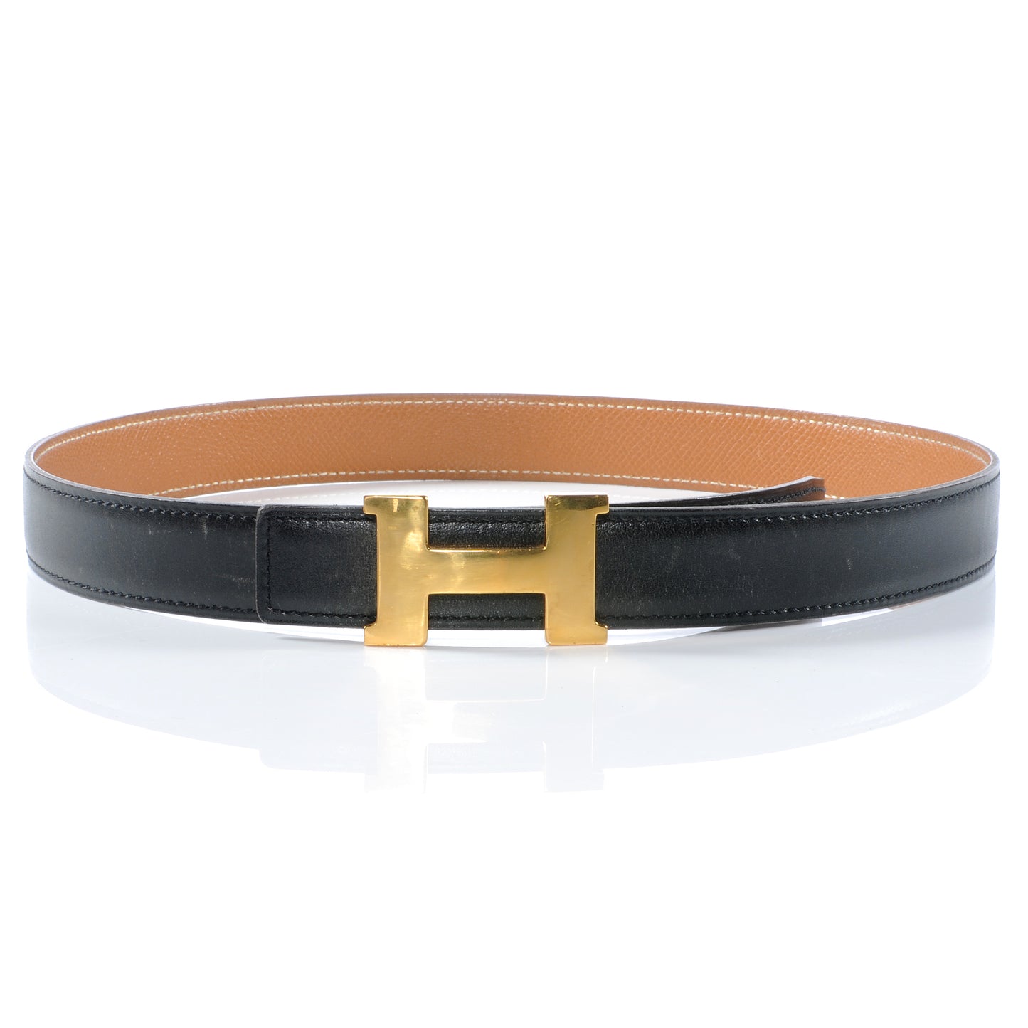 Box Courchevel Reversible Constance 24mm H Belt 70 Noir Gold