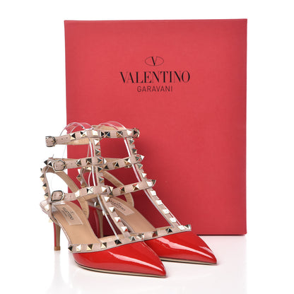 Valentino Garavani Patent Nappa Rockstud Ankle Strap 65mm Pumps 35 Rosso Valentino Poudre 12 of 12