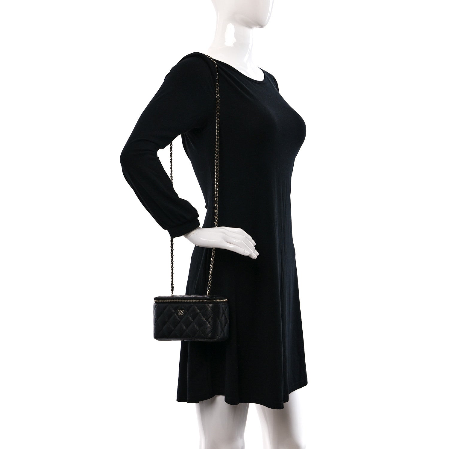 Chanel Caviar Quilted Small Vanity Case With Chain Black 2 of 9