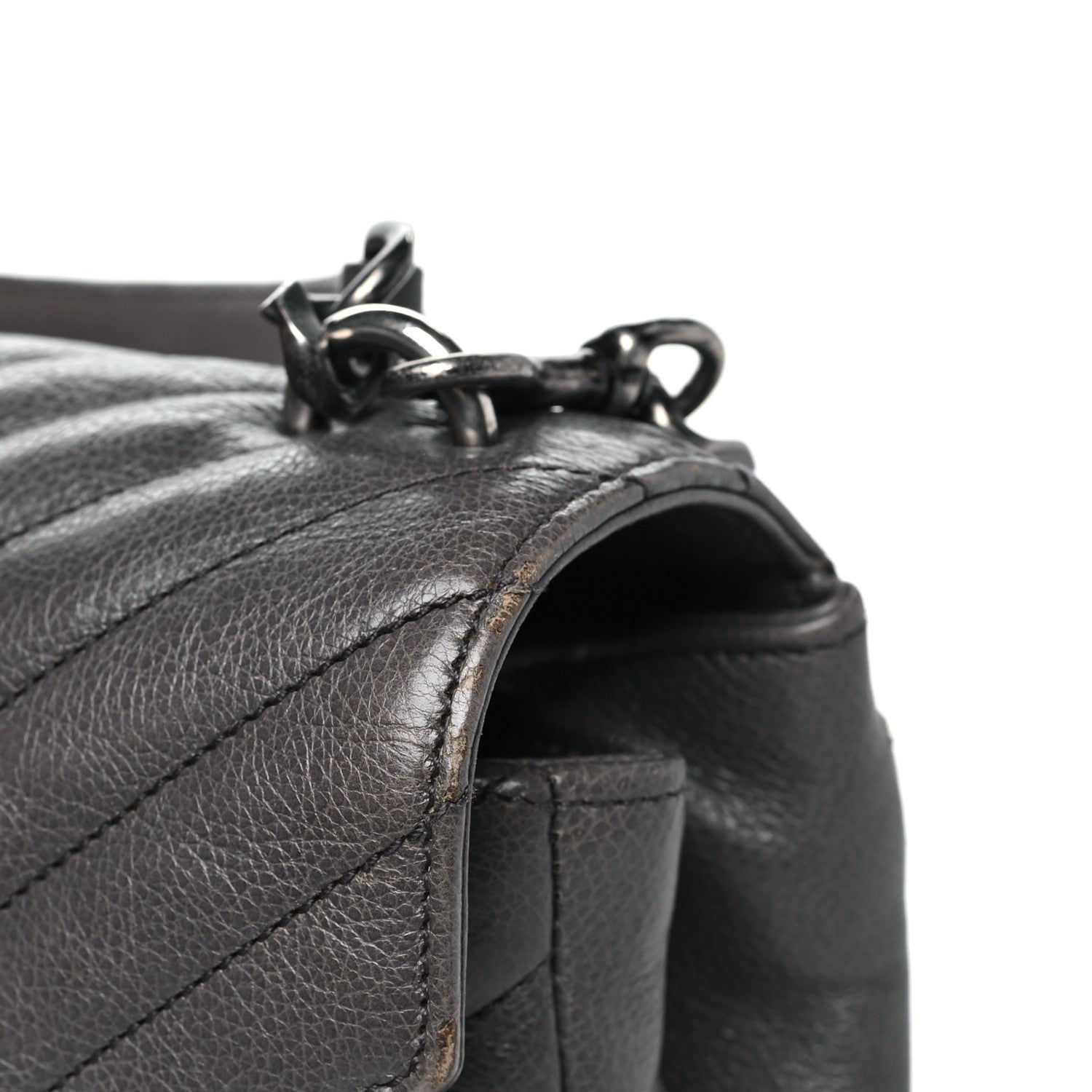 Saint Laurent Sheepskin Matelasse Chevron Monogram Medium College Bag Asphalt 11 of 13