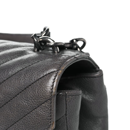 Saint Laurent Sheepskin Matelasse Chevron Monogram Medium College Bag Asphalt 11 of 13