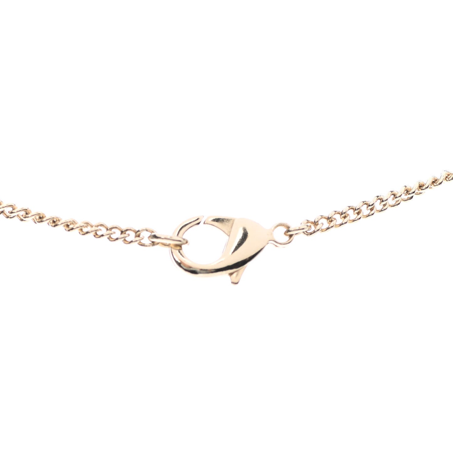 Metal Crystal Dog Tag Charm Necklace Gold