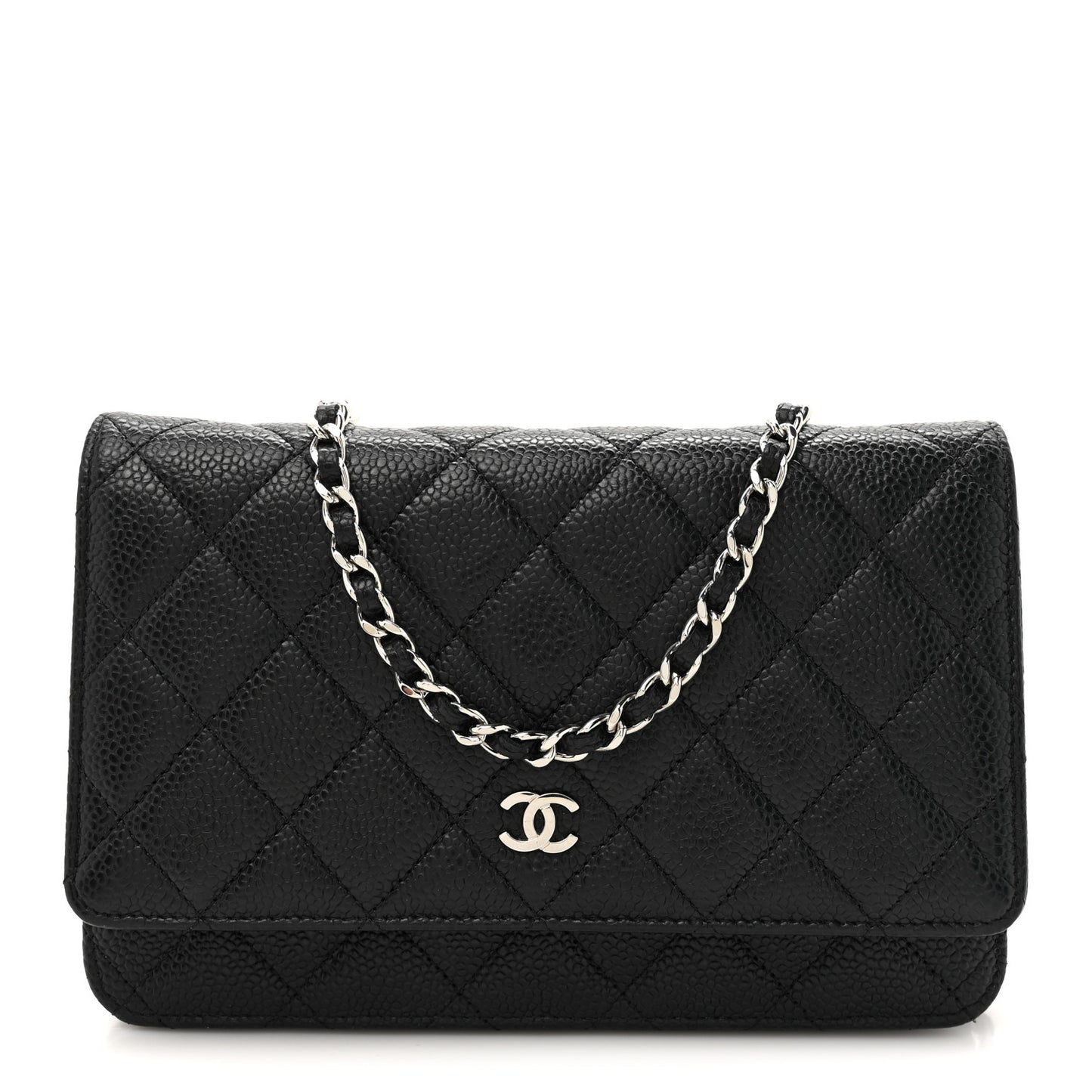 Caviar Quilted Wallet on Chain WOC Black