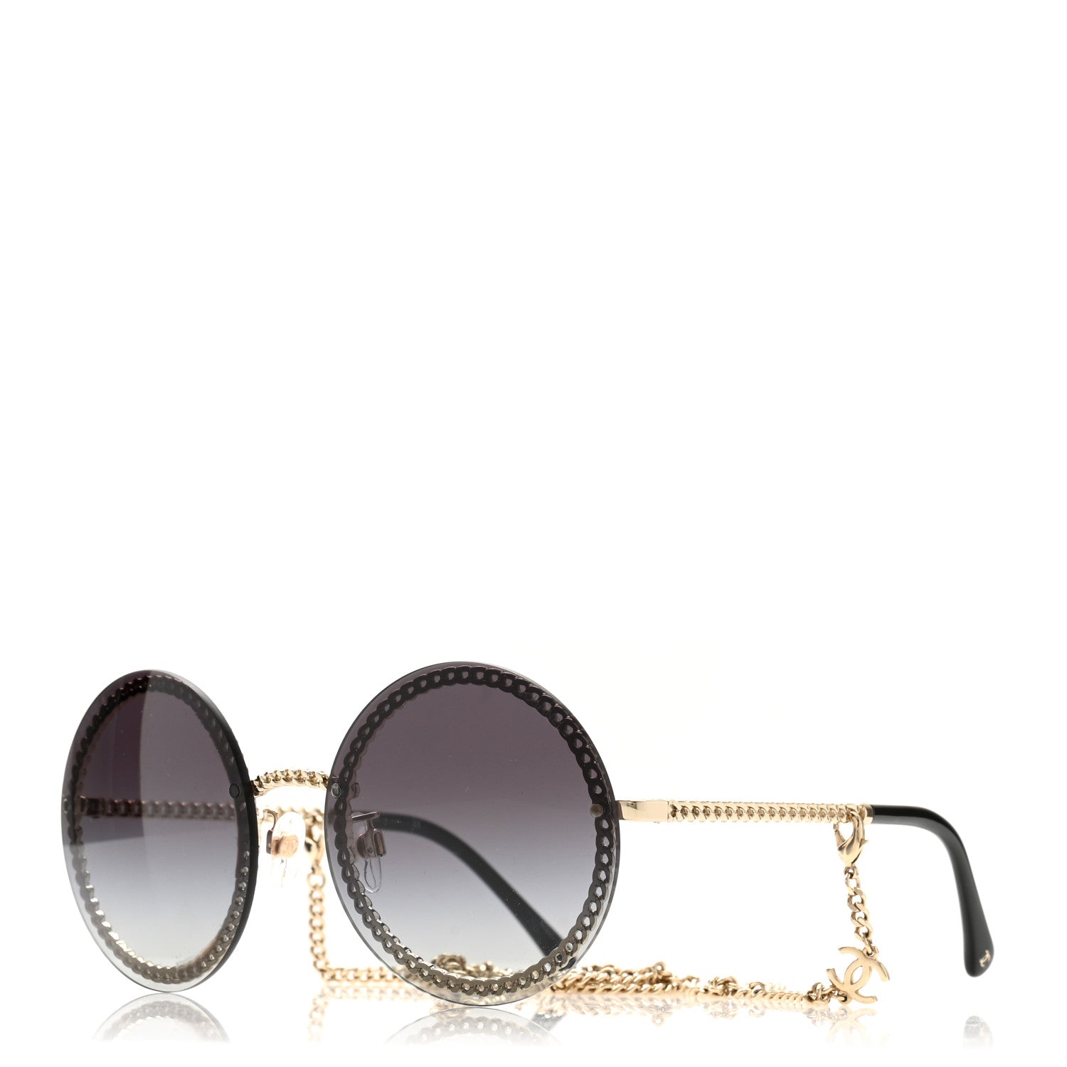 Chanel Round Chain Sunglasses 4245 Gold 1 of 9