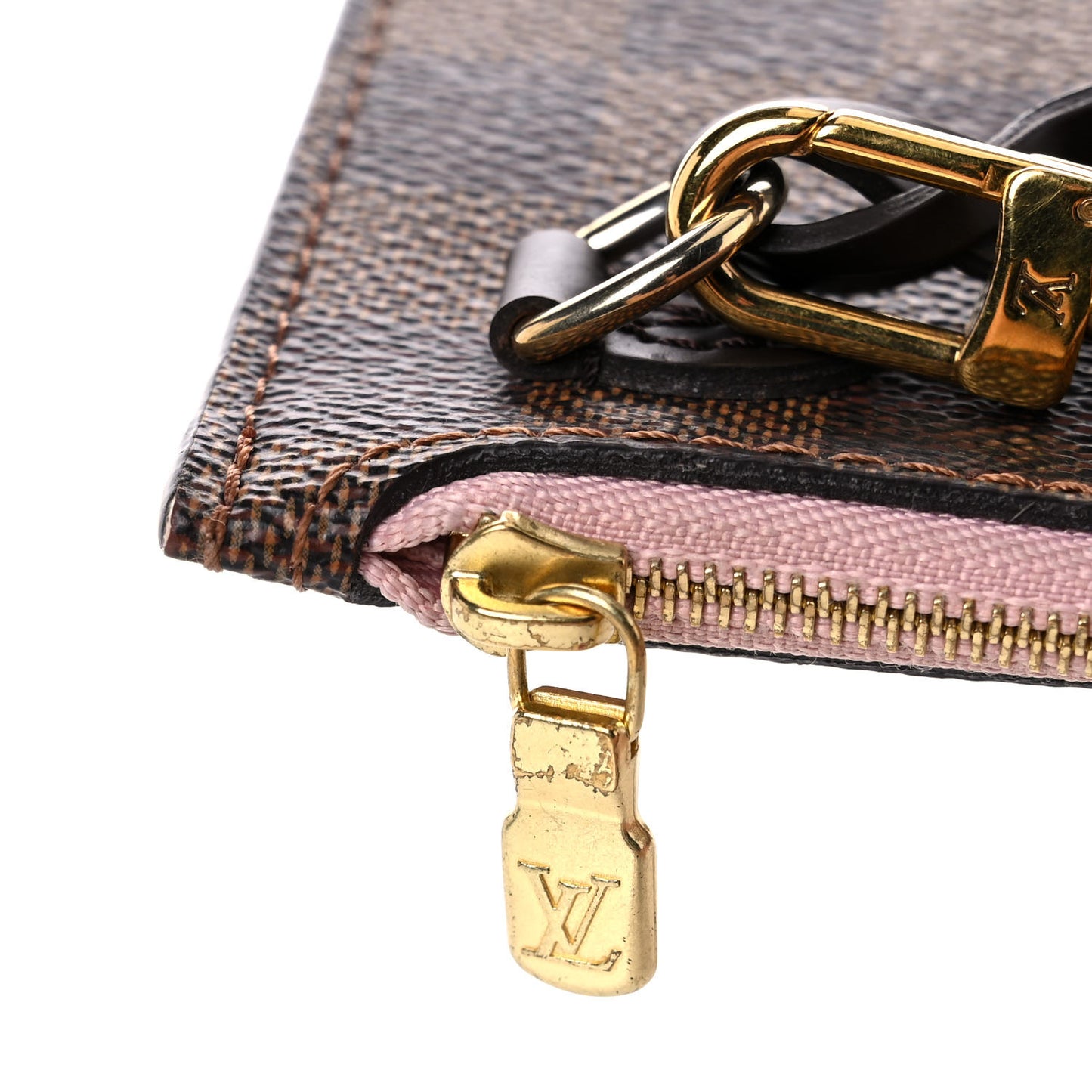 Damier Ebene Neverfull MM GM Pochette Rose Ballerine