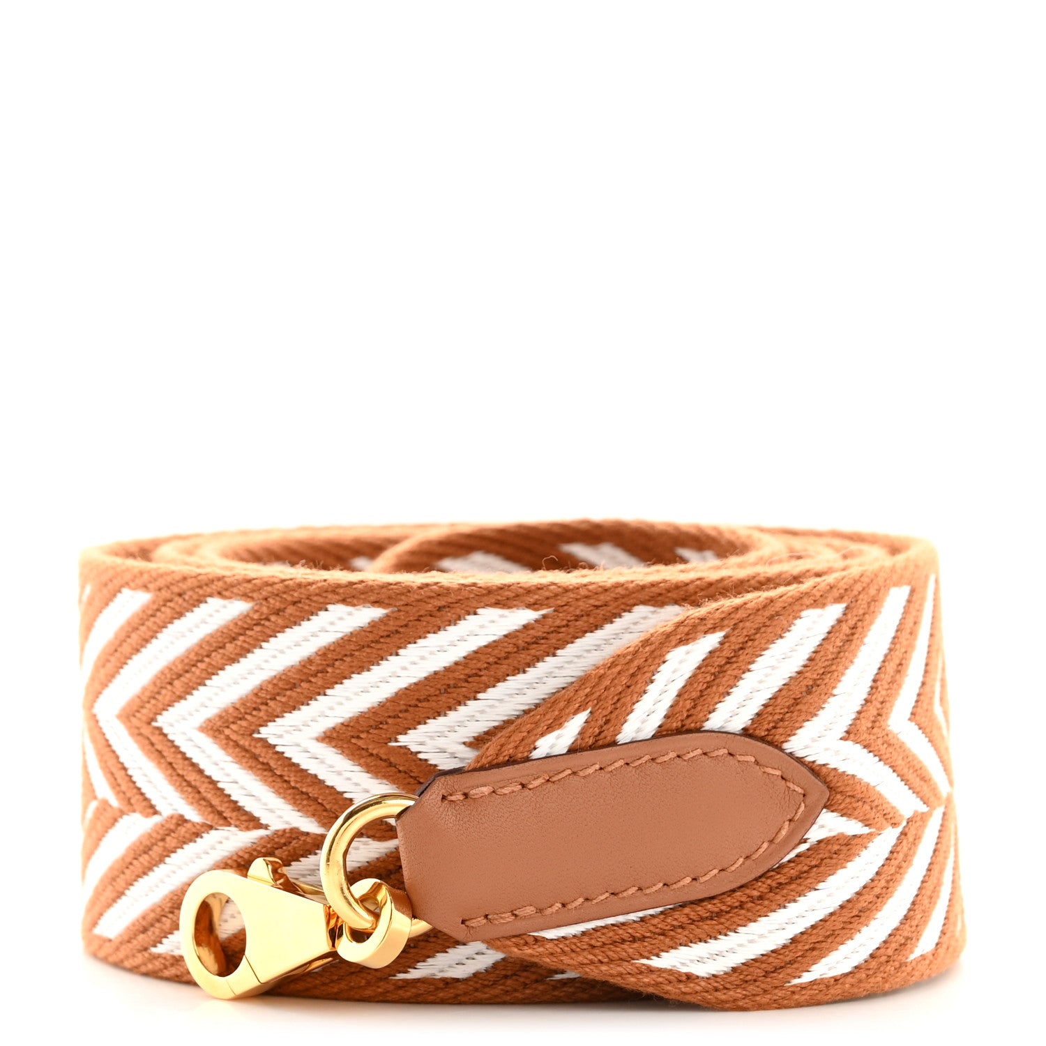 Hermes Toile Swift 50mm Sangle ZigZag Shoulder Strap Gold White 1 of 6