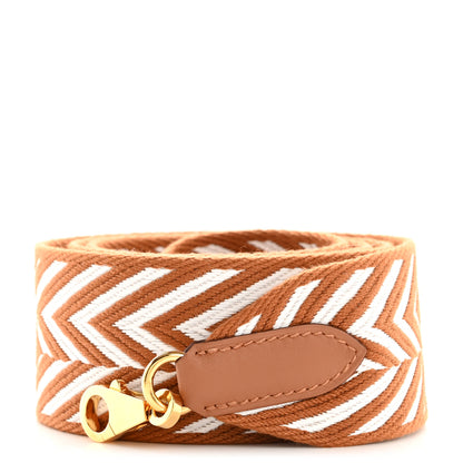 Hermes Toile Swift 50mm Sangle ZigZag Shoulder Strap Gold White 1 of 6