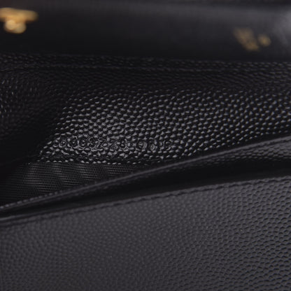 Saint Laurent Grain De Poudre Matelasse Chevron Monogram Compact Zip Around Wallet Black 7 of 7