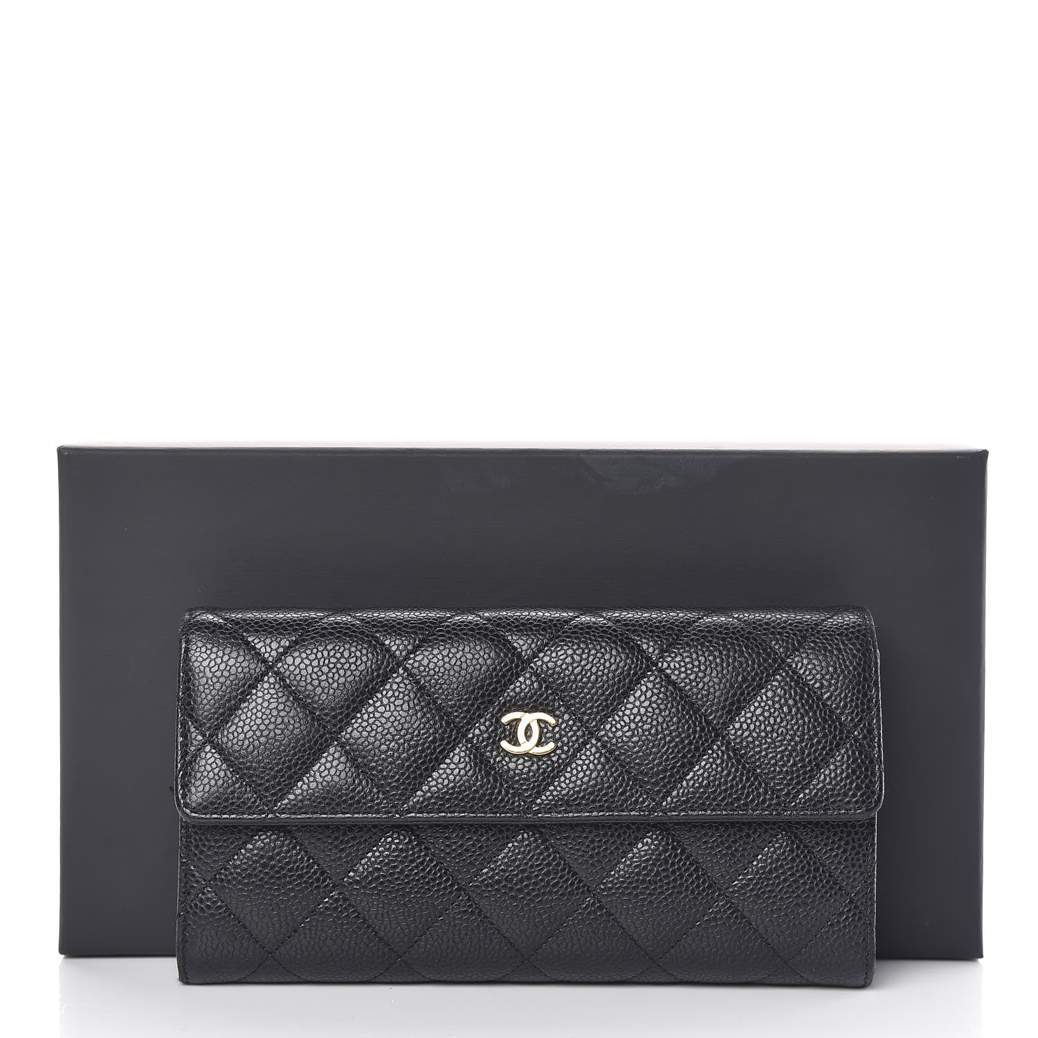 Chanel Caviar Quilted Large Gusset Flap Wallet Black 12 of 12