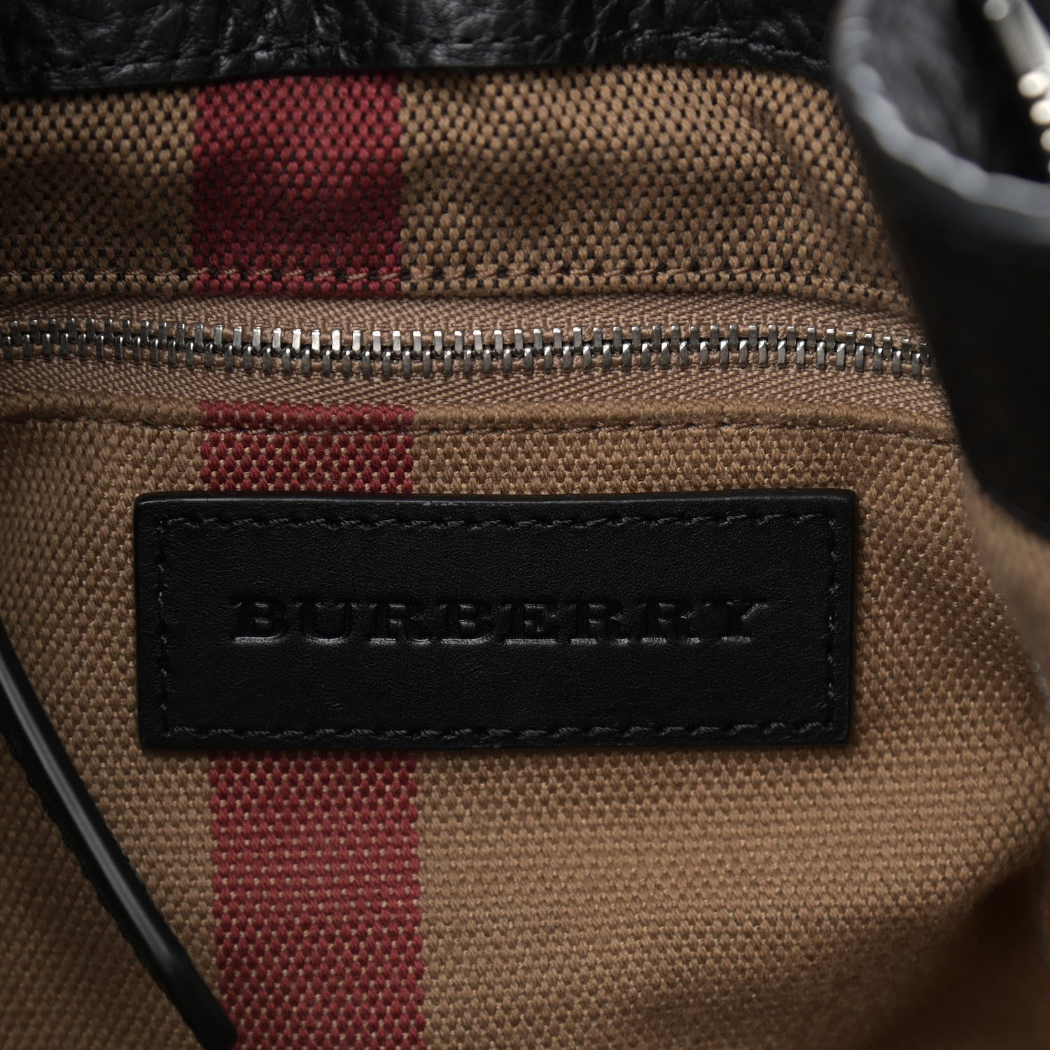 Burberry Grainy Calfskin House Check Small Maidstone Black 6 of 9
