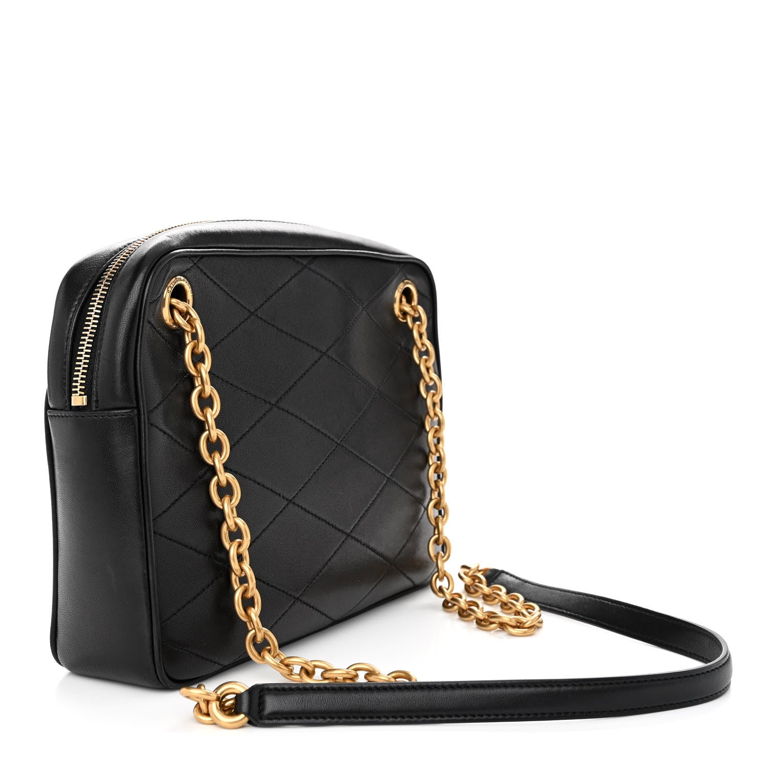 Saint Laurent Lambskin Quilted Le Maillon Chain Strap Crossbody Black 3 of 12