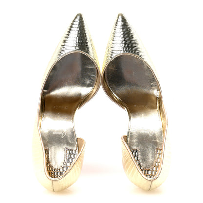 Christian Louboutin Metallic Calfskin Lizzy Iriza 100 Pumps 38.5 Gold 2 of 8