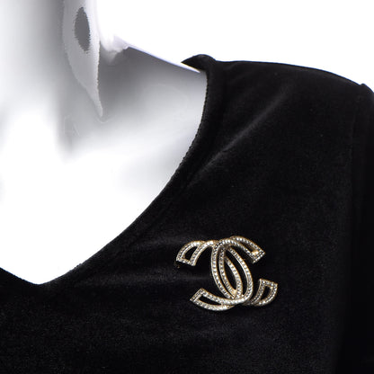 Chanel Crystal CC Brooch Light Gold 5 of 6