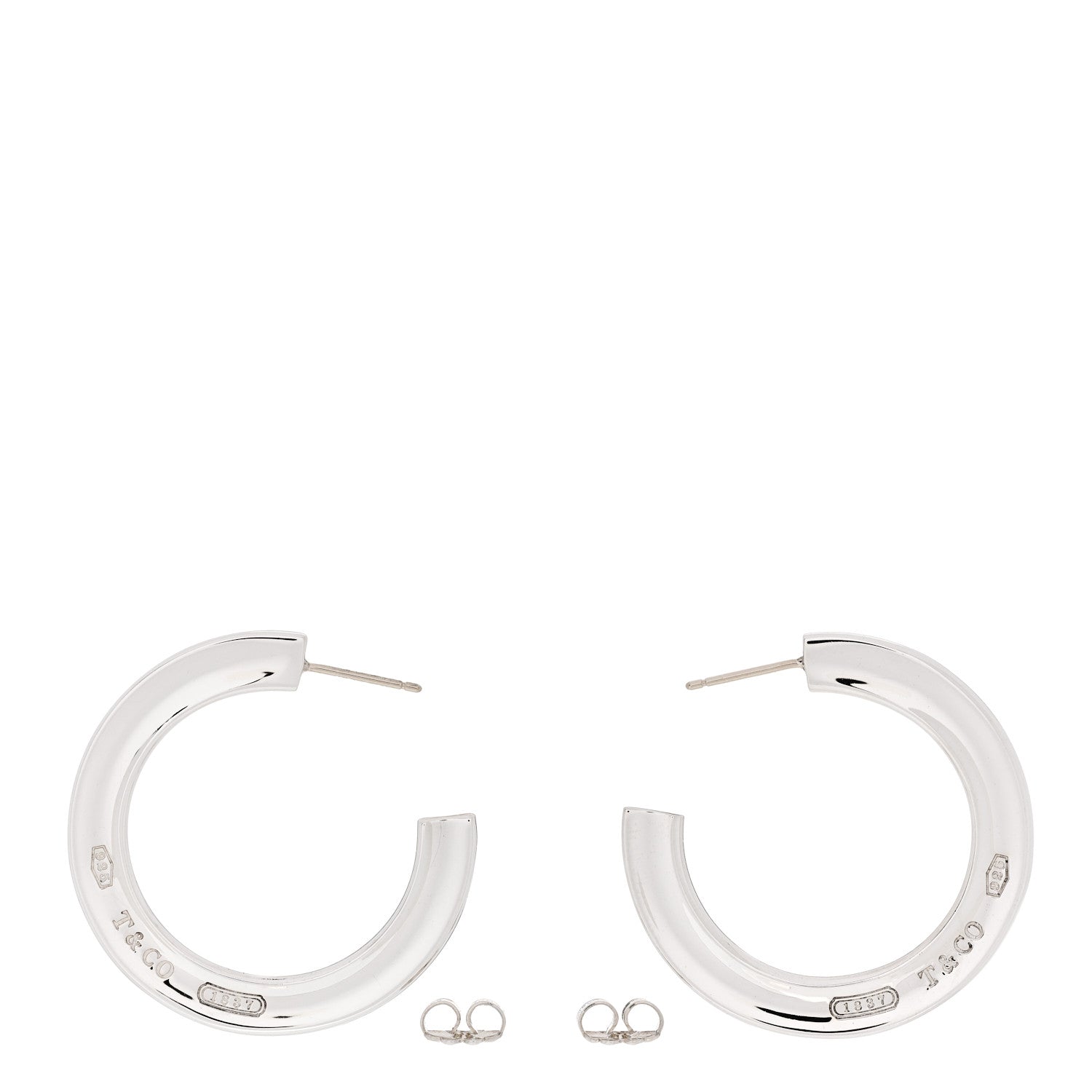 Tiffany Sterling Silver Large 1837 Flat Hoop Earrings 3 of 5