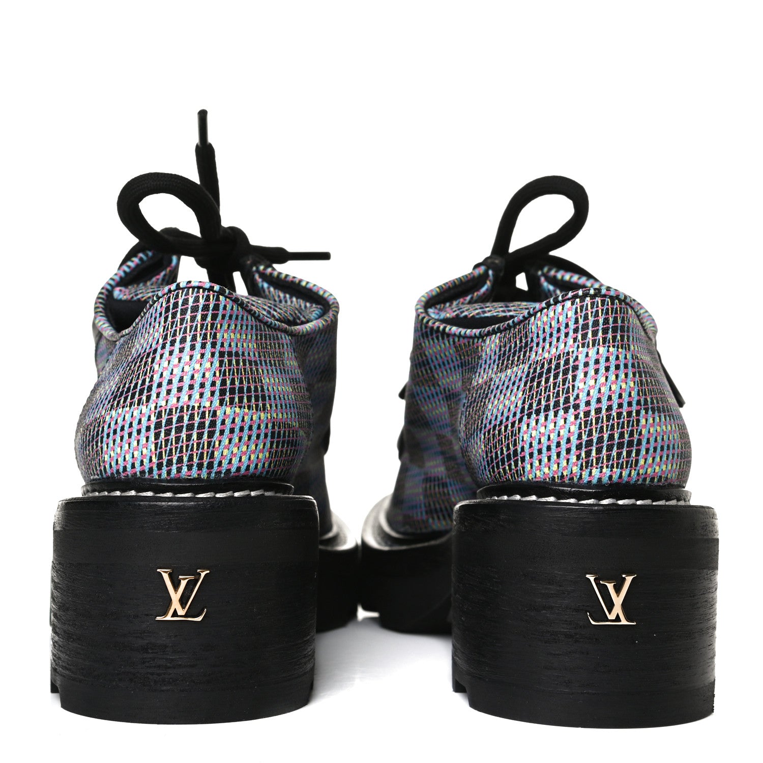 Louis Vuitton Damier LV Pop Beaubourg Platform Derby Shoes 35 Blue 6 of 11