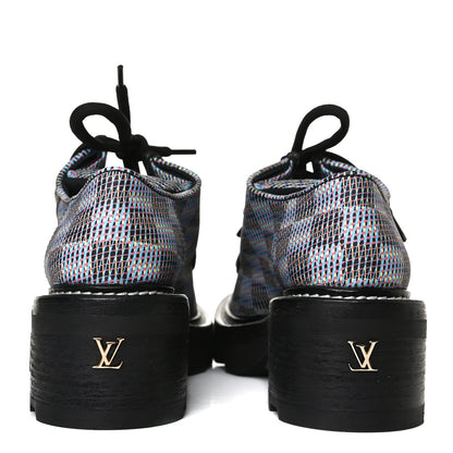 Louis Vuitton Damier LV Pop Beaubourg Platform Derby Shoes 35 Blue 6 of 11