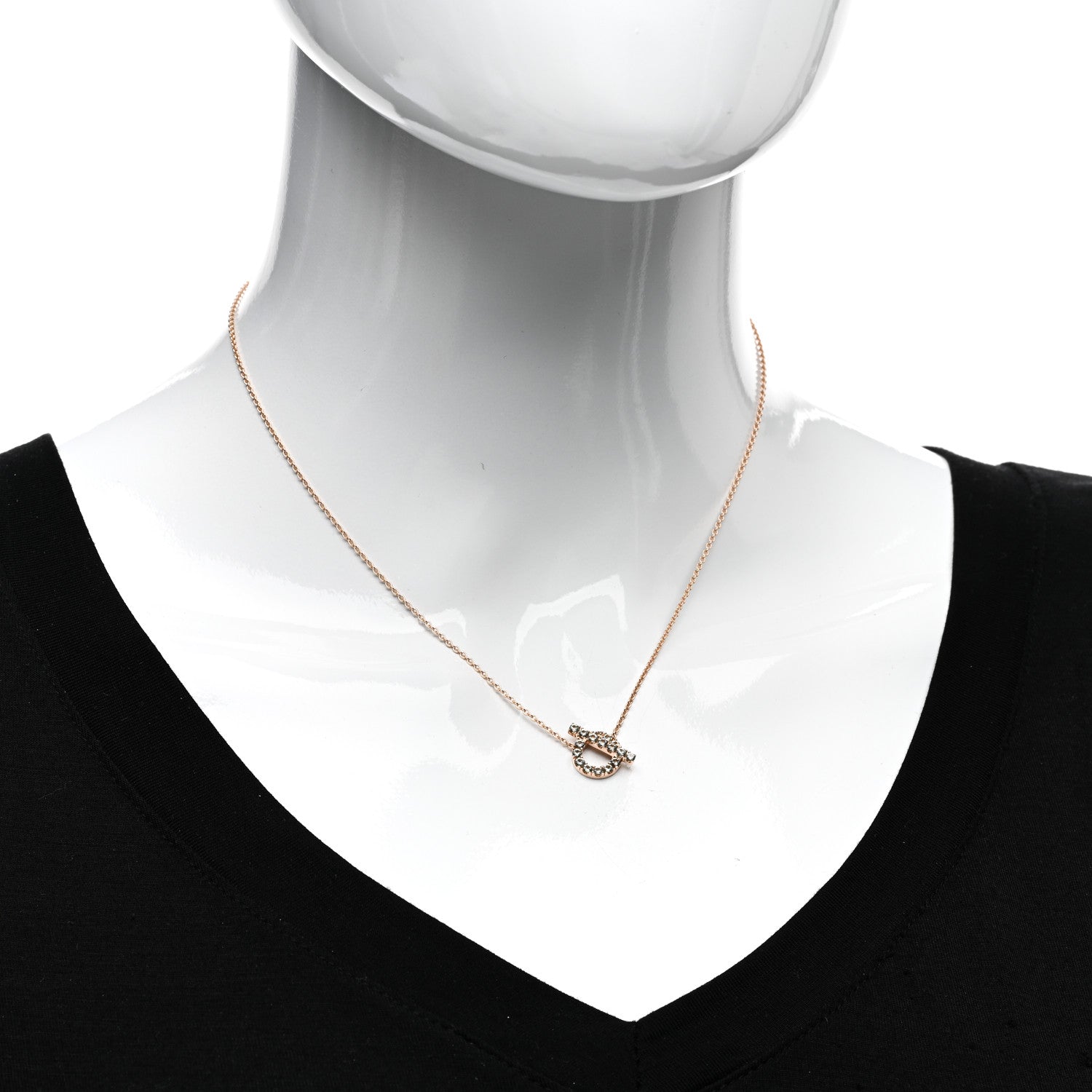 Hermes 18K Rose Gold Green Sapphire Finesse Pendant Necklace 2 of 5