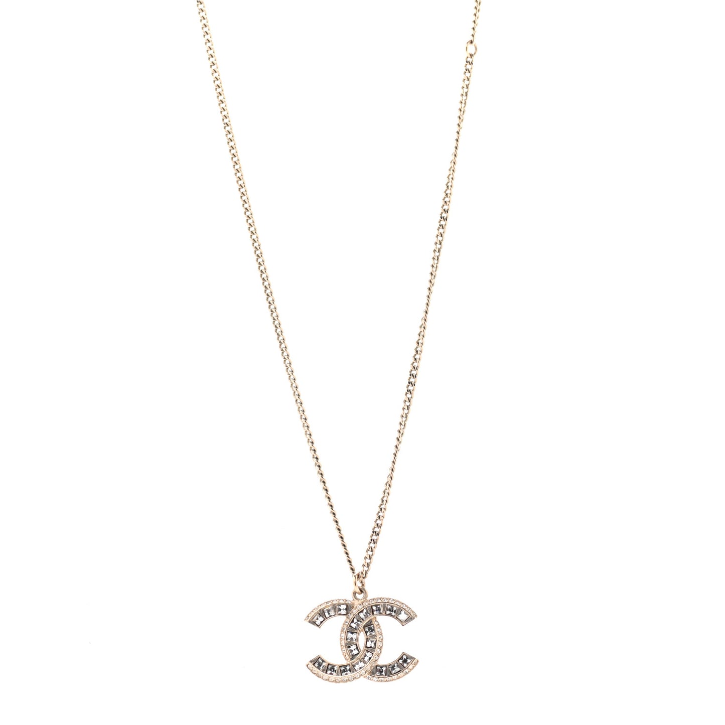 Baguette Crystal CC Necklace Gold