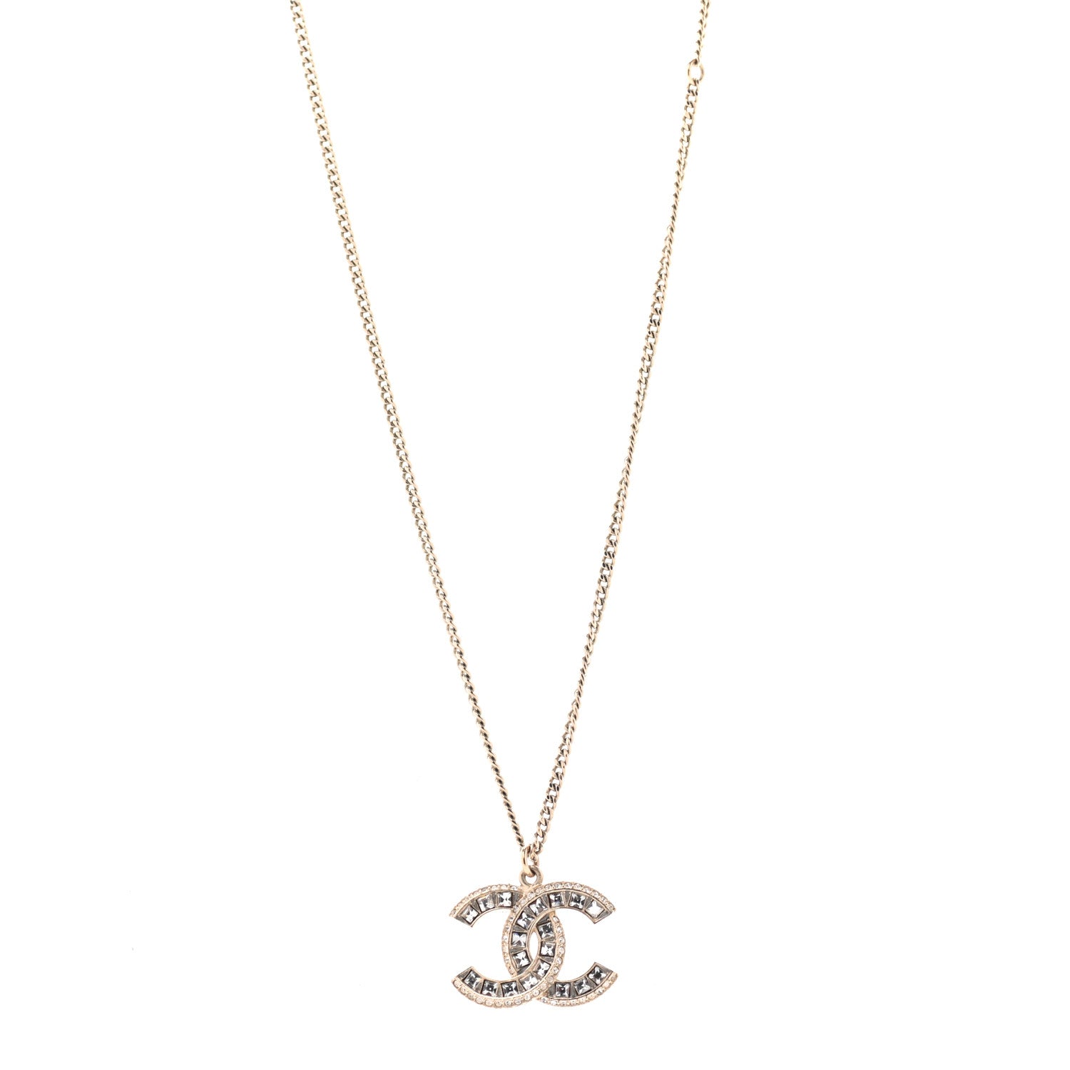 Chanel Baguette Crystal CC Necklace Gold 1 of 5