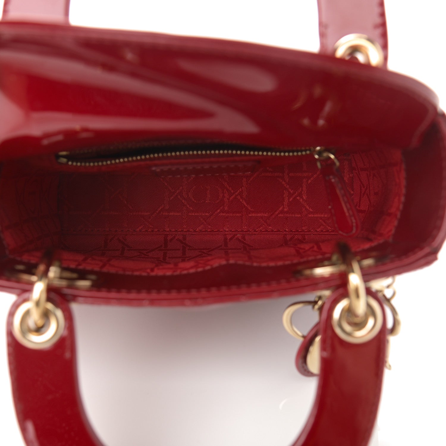 Christian Dior Patent Cannage Mini Lady Dior Red 5 of 10