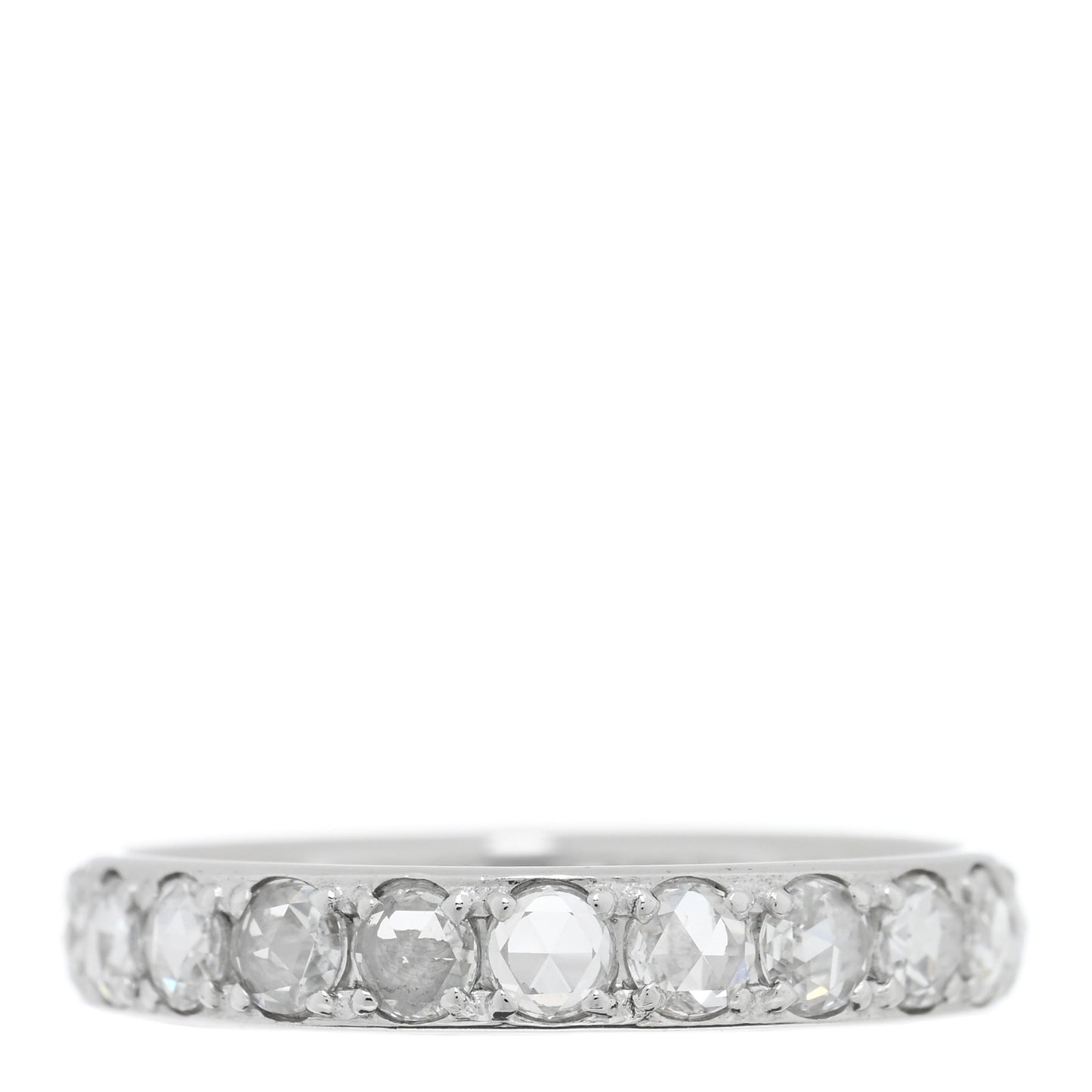 18K White Gold Diamond Metro Rose Cut Eternity Band Ring 58 8.5
