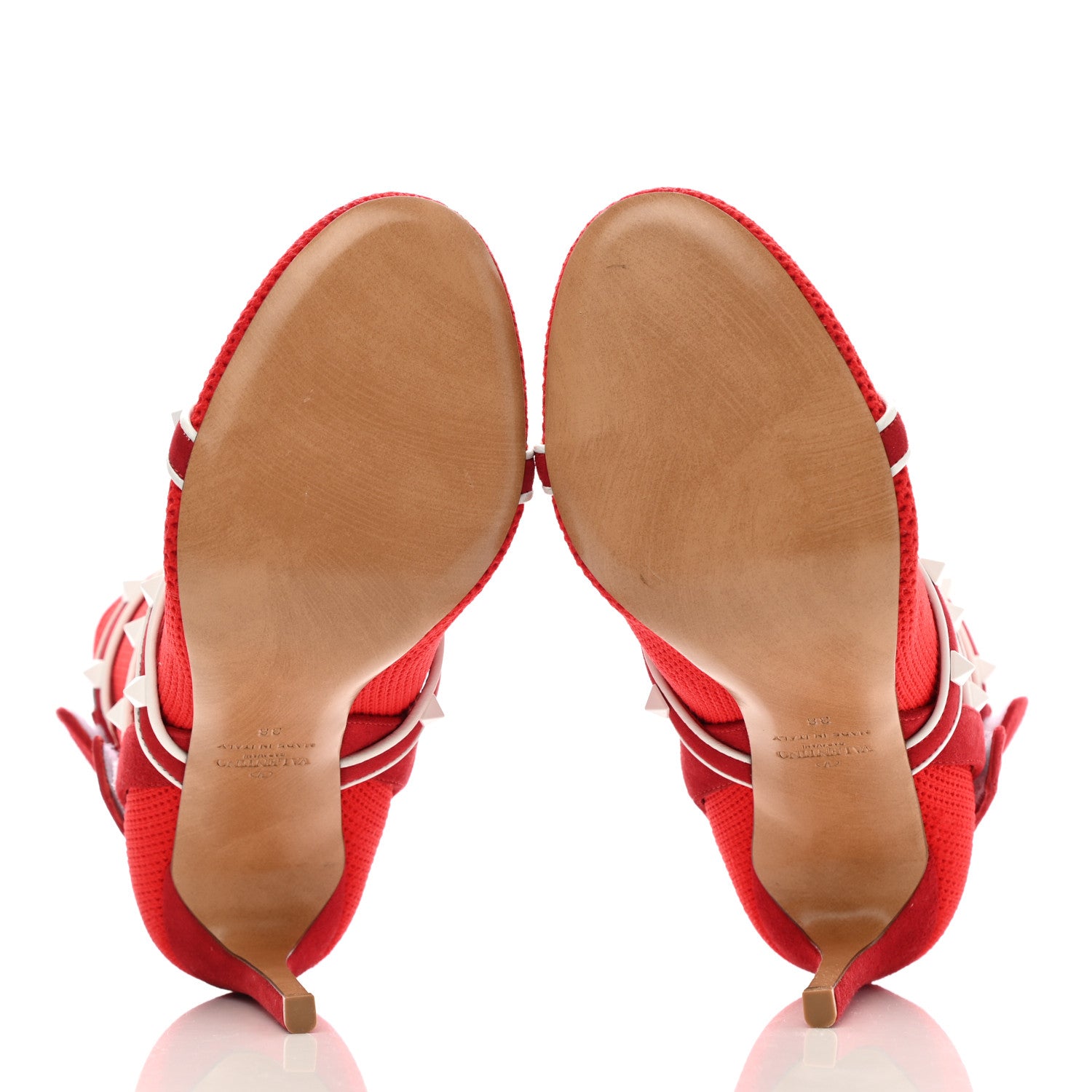 Valentino Garavani Knit Suede Free Rockstud Bodytech 105mm Ankle Boots 38 Rosso Valentino Optic White 5 of 7