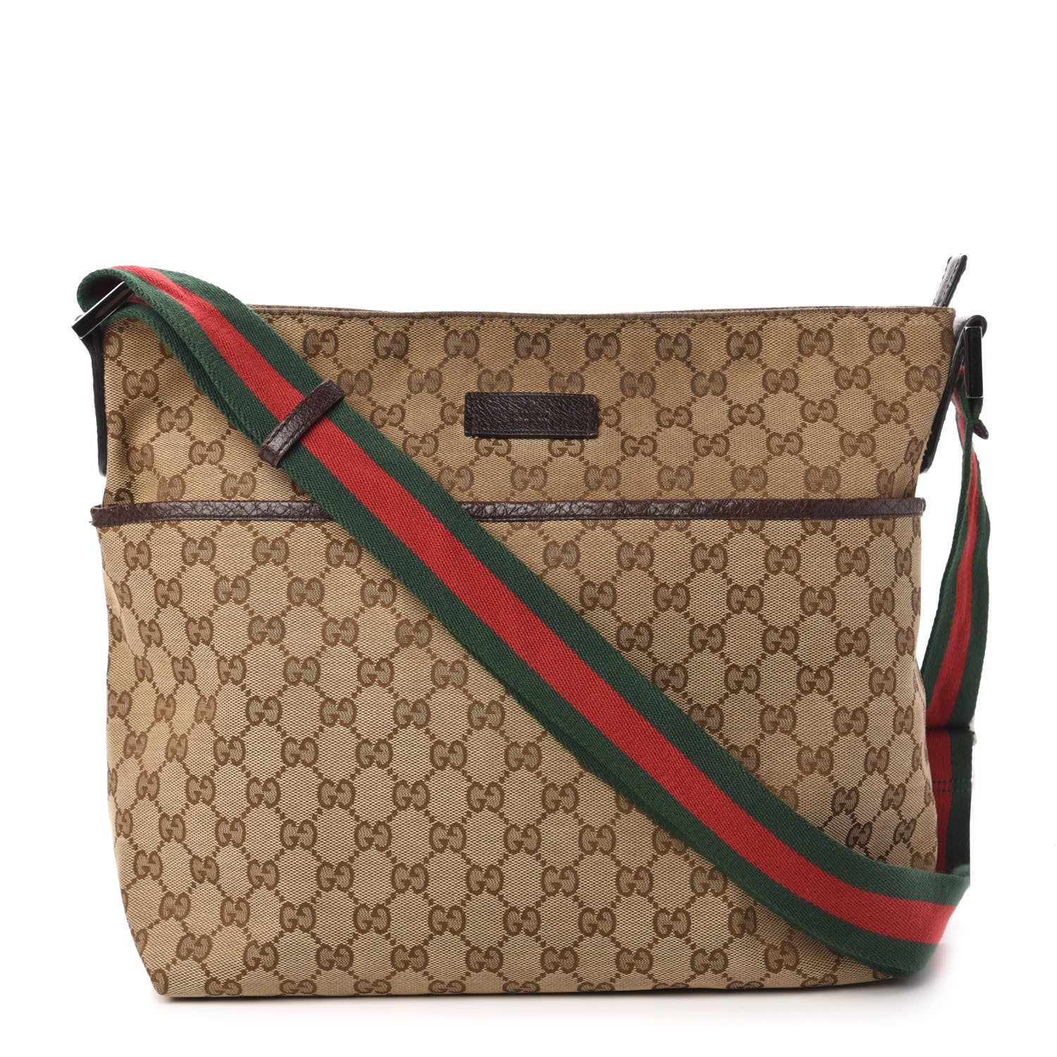 Gucci Monogram Web Medium Flat Messenger Bag Brown 1 of 11