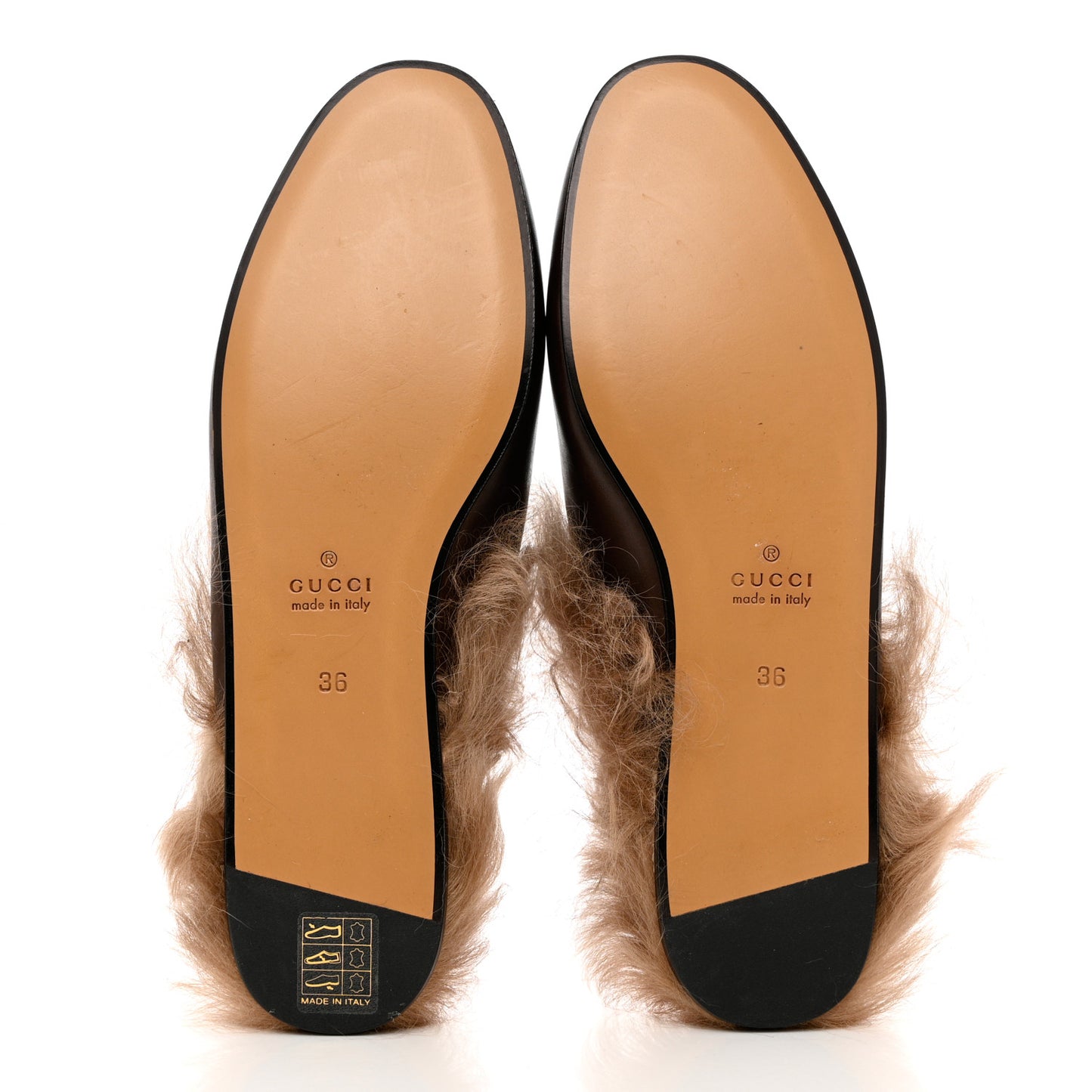 Calfskin Fur Womens Princetown Slippers 36 Brown
