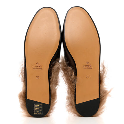 Gucci Calfskin Fur Womens Princetown Slippers 36 Brown 5 of 9