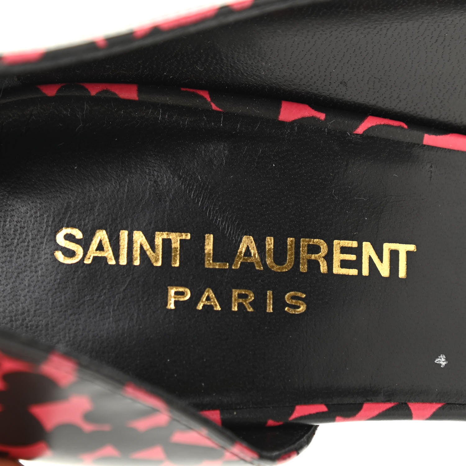 Saint Laurent Calfskin Heart Print D'Orsay Paris 105 Pumps 40 Pink Black 9 of 16