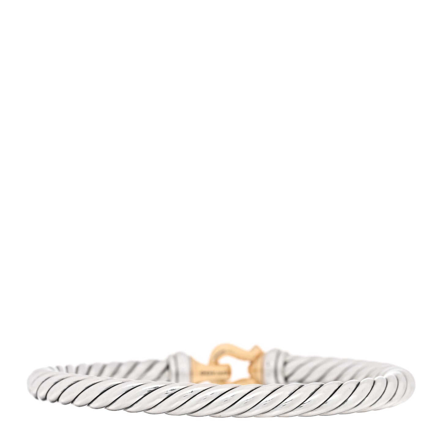 Sterling Silver 14K Yellow Gold Diamond 7mm Cable Buckle Bracelet